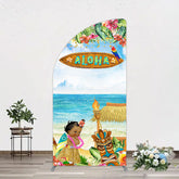Lofaris Aloha Hawaiian Summer Beach Birthday Half Moon Arch Backdrop
